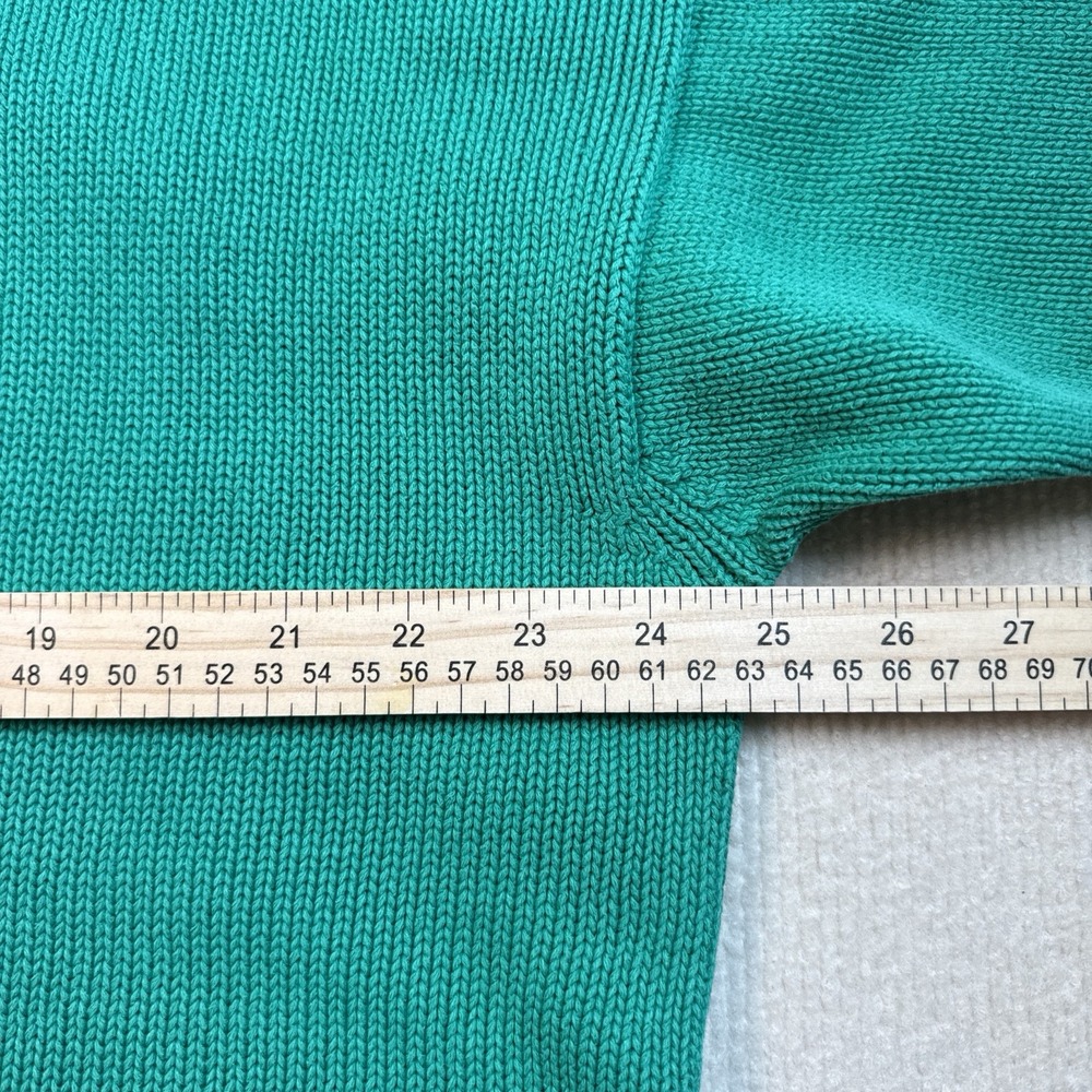 Eddie Bauer Sweater Mens XL Teal Green Vintage 90s Cotton Shaker Knit Crewneck‎ - Picture 3 of 8